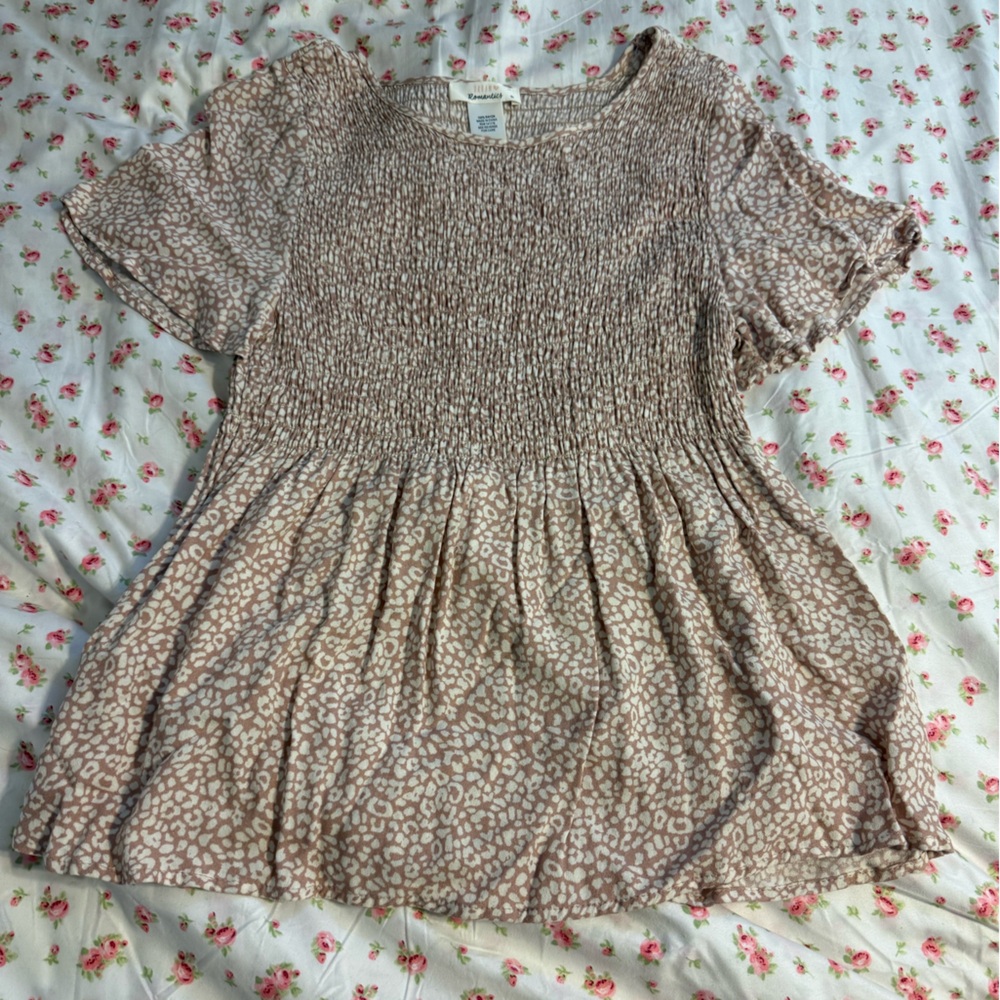 URBAN Romantics Cream Smocked Blouse with Bib Collar